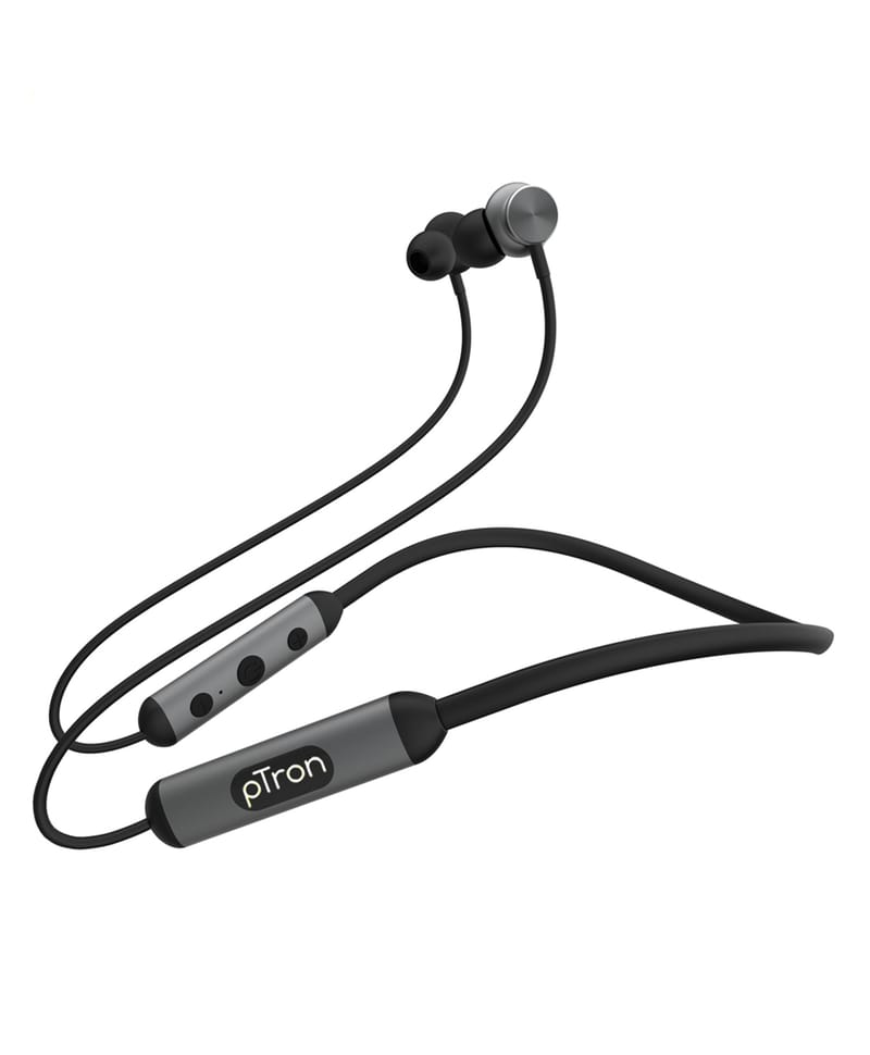 Ptron InTunes Ultima Water Resistant Wireless Headphones - Grey Black