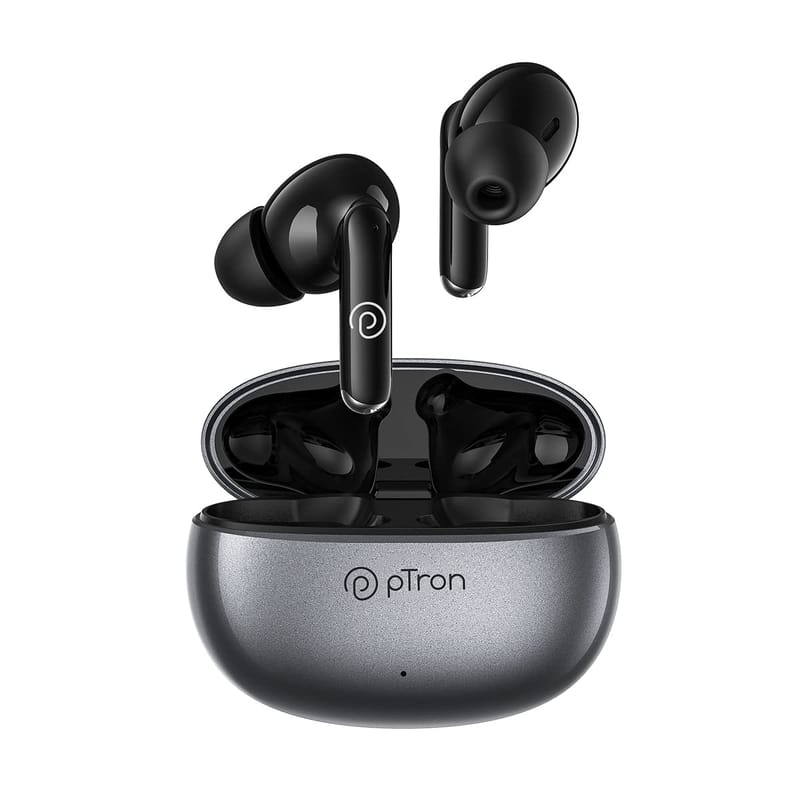 Ptron Bassbuds Eon Truly Wireless in Ear Earbuds with Mic,ENC, 13mm Driver, Immersive Sound, BT 5.3, Quick Pairing, Touch Control, Fast Charging & Upto 30Hrs Playtime, IPX4 & Voice Asst (Grey/Black)