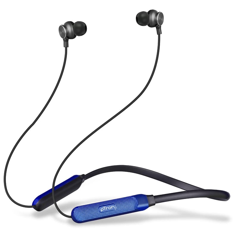 Ptron Tangent Duo Made in India Bluetooth 5.2 Wireless in-Ear Earphones with Mic, 24Hrs Playback, 13mm Drivers, Punchy Bass, Fast Charging, Voice Assistant, IPX4 & in-line Controls (Black & Blue)