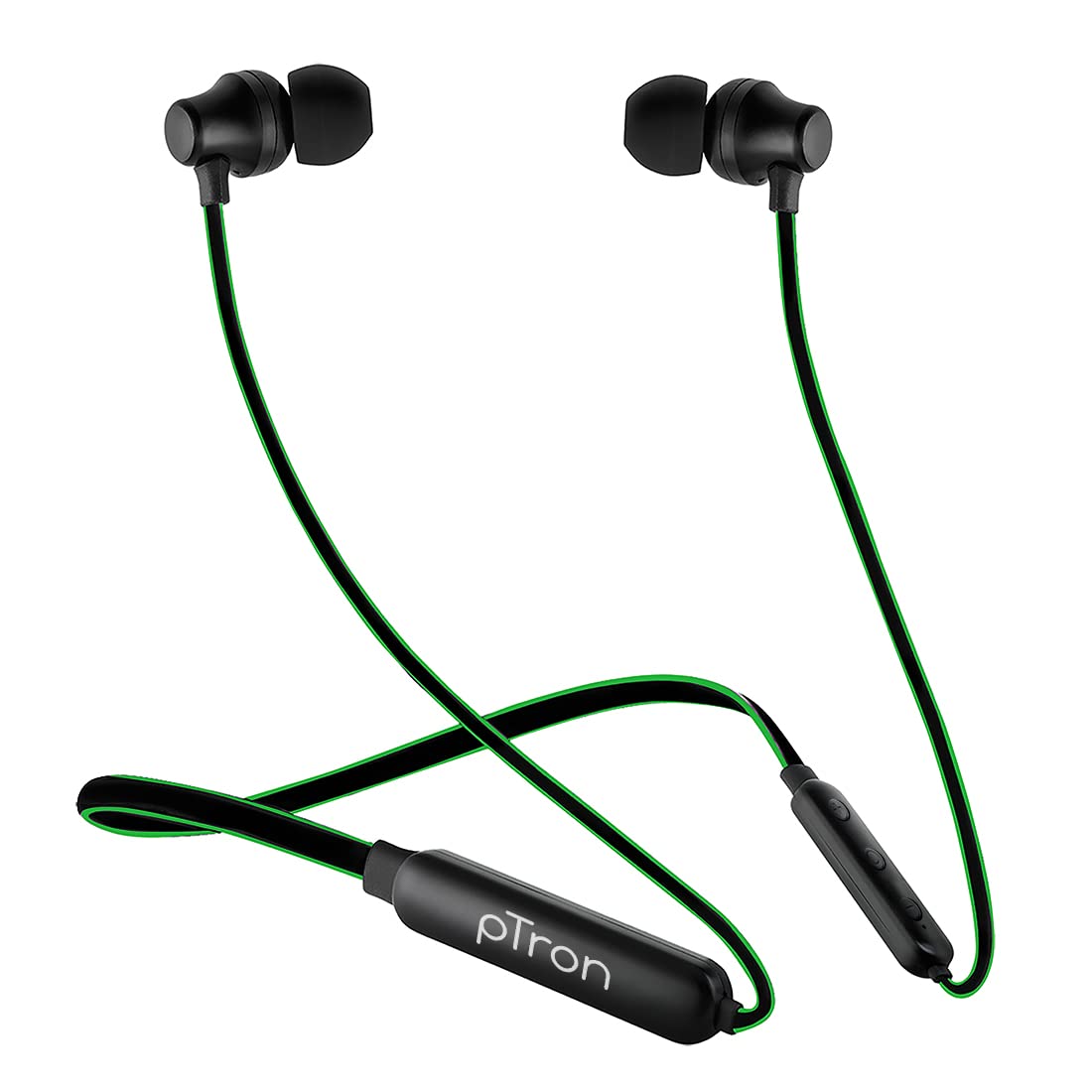 Ptron Tangent Lite Bluetooth 5.0 Wireless in Ear Earphones with mic, Hi-Fi Stereo Sound, 8Hrs Playtime, Lightweight Snug-fit, IPX4 Water Resistant, Fast Charge, Voice Assistant (Black/Green)