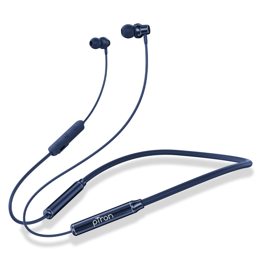 Ptron Tangent Urban, 60Hrs Playtime, ENC, Bluetooth 5.3 Earphones, Low Latency Gaming, Punchy Bass, in-Ear Wireless Headphones with Mic, Type-C Fast Charging Neckband, IPX4 & Voice Assistance (Blue)