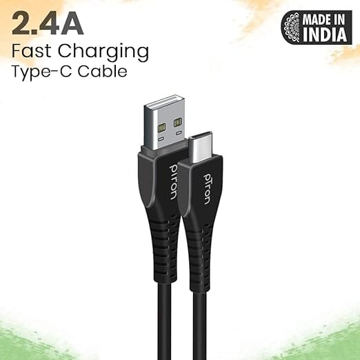 Ptron Solero T241 2.4A Type-C Data & Charging USB Cable, Made in India, 480Mbps Data Sync, Durable 1-Meter Long USB Cable for Type-C USB Devices for Charging Adapter (Black)