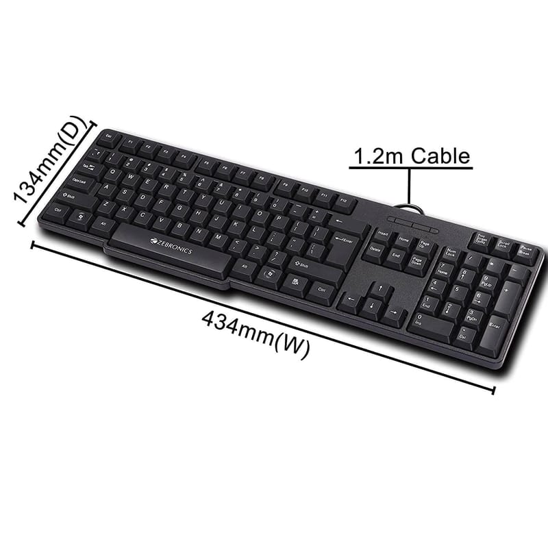 Zebronics Zeb- K35 USB Wired Keyboard with Rupee Key,Spill-Proof and Slim Design (Black)