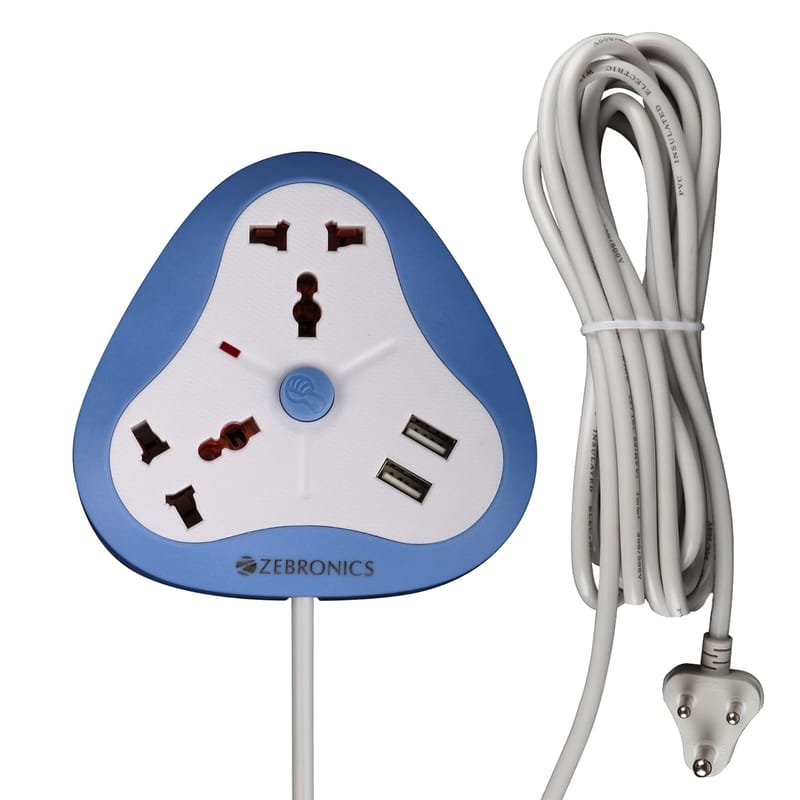 Zebronics ZEB-PS2120 USB 2500W USB Power Extension Socket 2 USB Ports, a Power Indicator Along with 2.8ft Cable Length