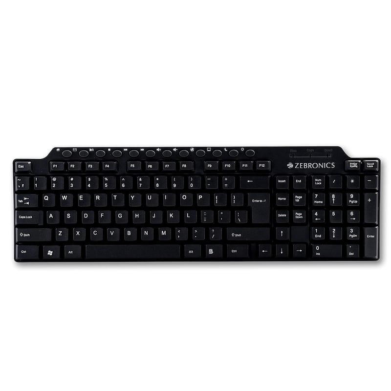 Zebronics ZEB-KM2100 Multimedia USB Keyboard Comes with 114 Keys Including 12 Dedicated Multimedia Keys & with Rupee Key