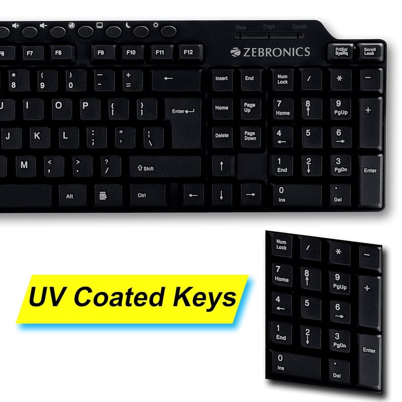 Zebronics ZEB-KM2100 Multimedia USB Keyboard Comes with 114 Keys Including 12 Dedicated Multimedia Keys & with Rupee Key