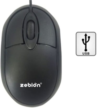 Zebion Elfin Wired USB Optical Mouse with 3 Buttons (Black)