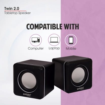 Zebion Muze Twin 3 W Laptop/Desktop Speaker (Black, 2.0 Channel)