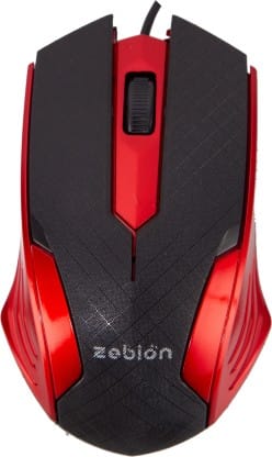 Zebion Swag Wired Optical Mouse (USB 2.0, Red)