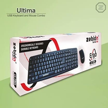 Zebion Ultima Wired USB Desktop Keyboard and Mouse Combo - Black