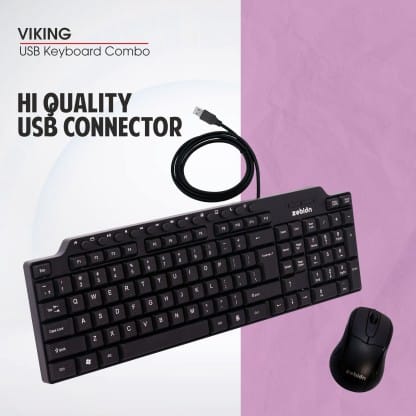 Zebion Viking Wired Keyboard with Wired Optical Mouse Combo Set (Black)