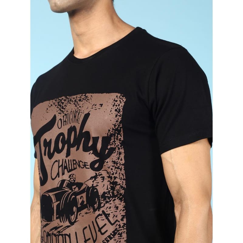 MASH UNLIMITED Mens Round neck Short Sleeve Graphic Printed Black Thirt