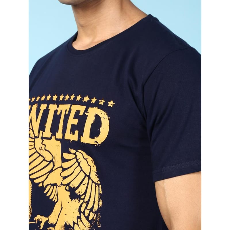 MASH UNLIMITED Mens Round neck Short Sleeve Graphic Printed Navy Thirt