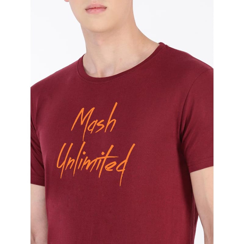 MASH UNLIMITED Mens Cotton Round Neck Short Sleeve Printed Tshirt