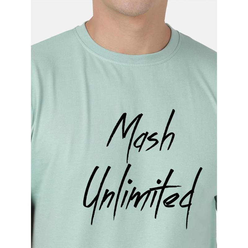 MASH UNLIMITED Mens Cotton Round Neck Short Sleeve Printed Tshirt