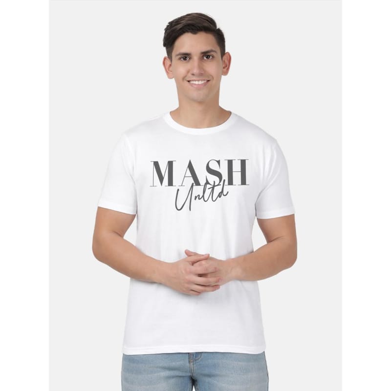 MASH UNLIMITED Mens Cotton Round Neck Short Sleeve Printed Tshirt