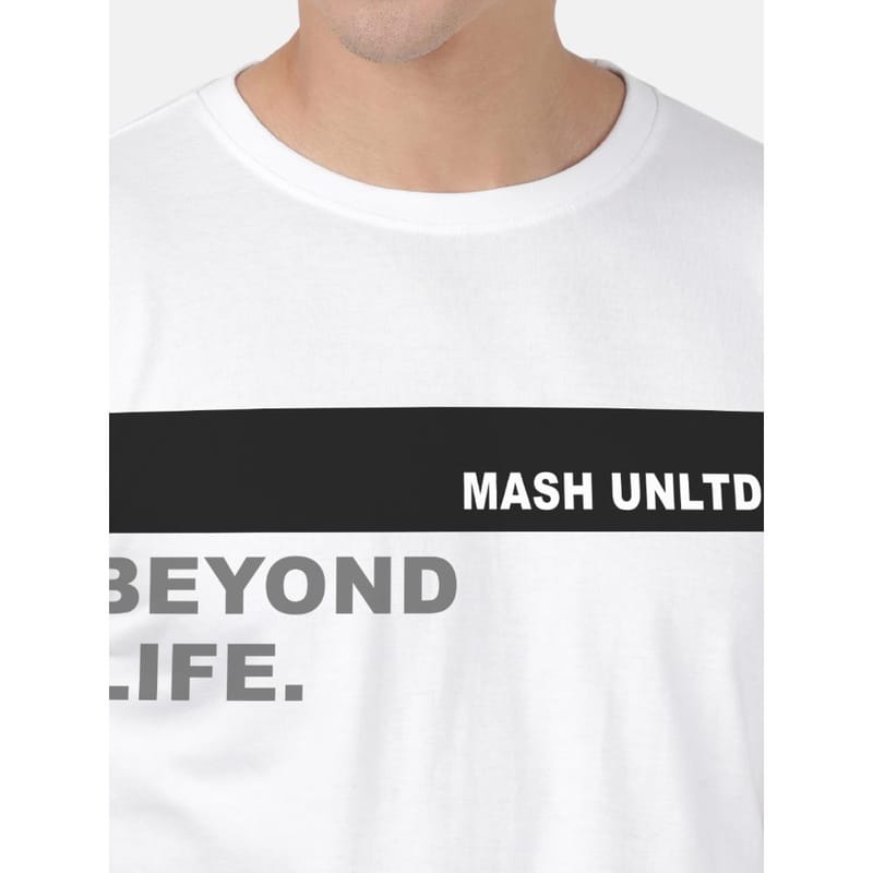 MASH UNLIMITED Mens Cotton Round Neck Short Sleeve Printed Tshirt