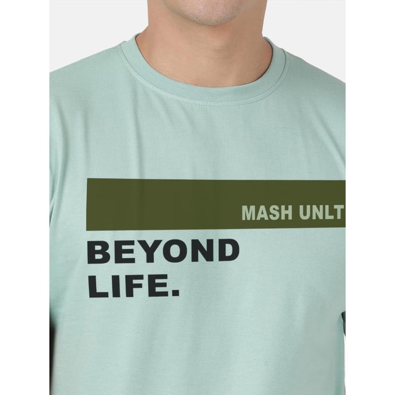 MASH UNLIMITED Mens Cotton Round Neck Short Sleeve Printed Tshirt