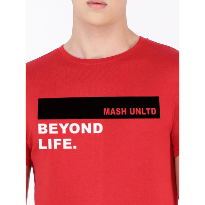 MASH UNLIMITED Mens Cotton Round Neck Short Sleeve Printed Tshirt