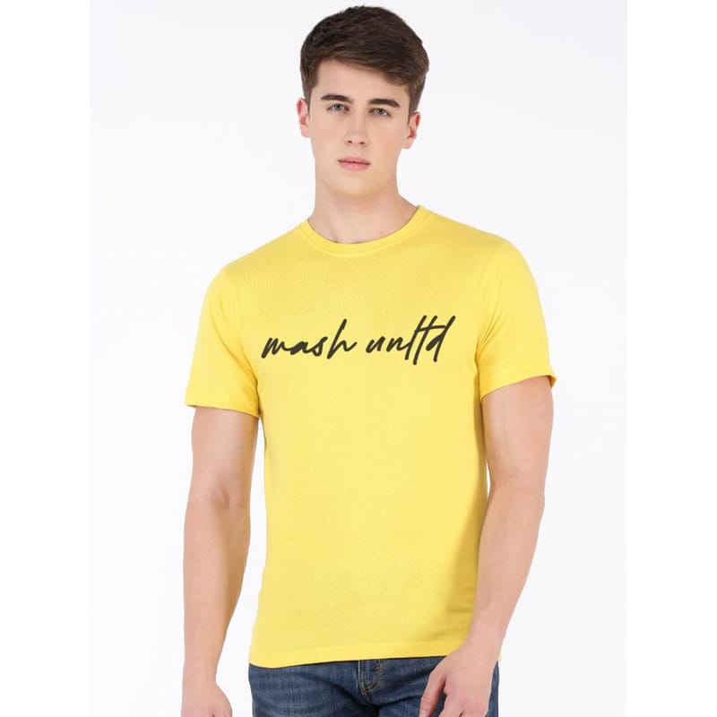 MASH UNLIMITED Mens Cotton Round Neck Short Sleeve Printed Tshirt