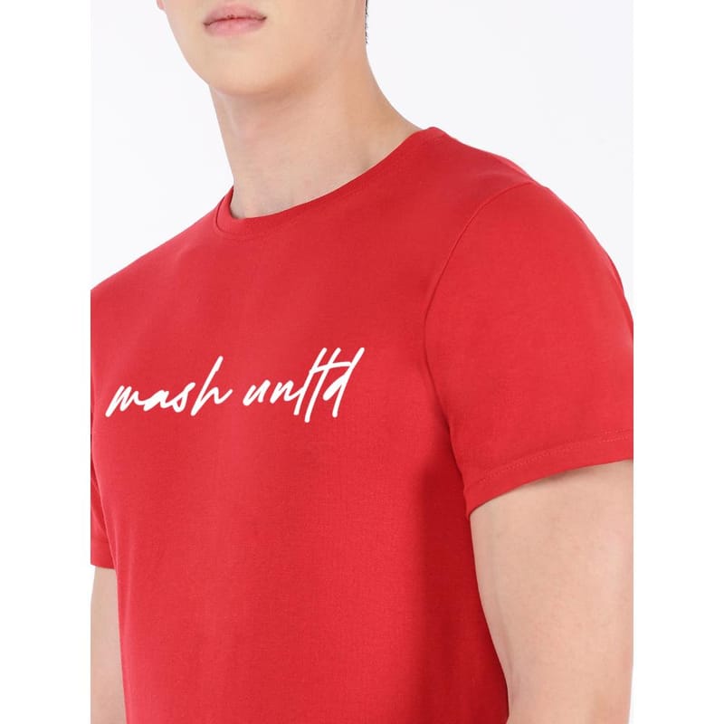 MASH UNLIMITED Mens Cotton Round Neck Short Sleeve Printed Tshirt