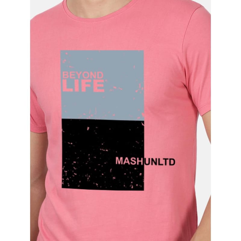 MASH UNLIMITED Mens Cotton Round Neck Short Sleeve Printed Tshirt