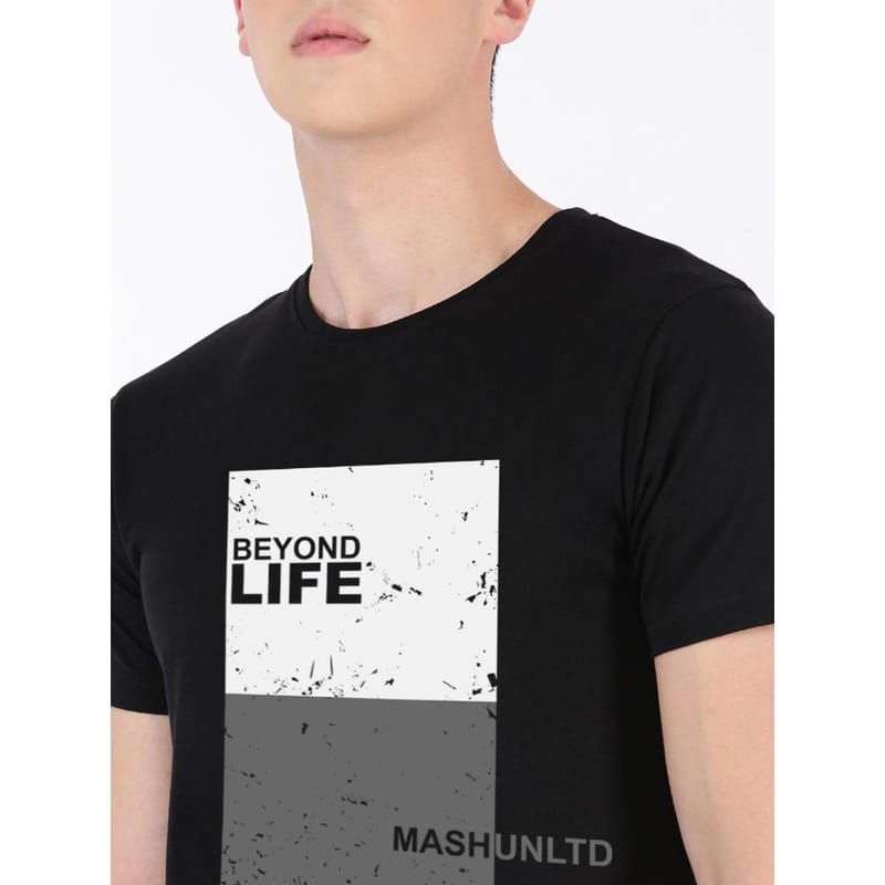 MASH UNLIMITED Mens Cotton Round Neck Short Sleeve Printed Tshirt