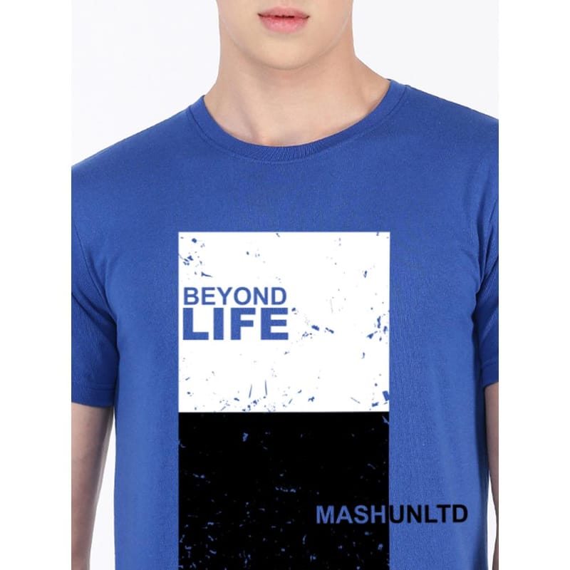 MASH UNLIMITED Mens Cotton Round Neck Short Sleeve Printed Tshirt