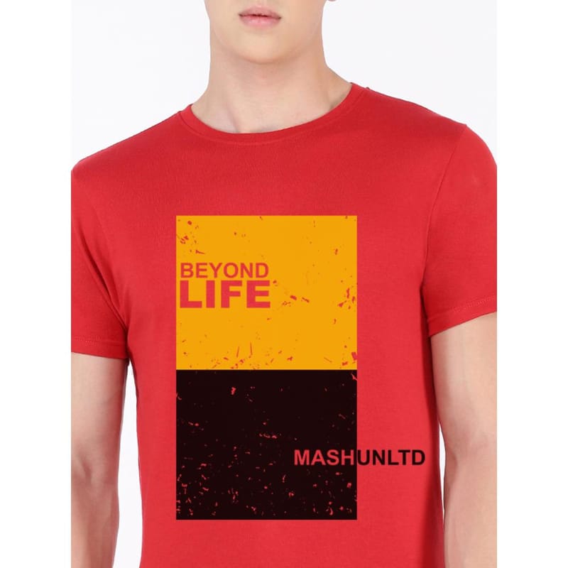 MASH UNLIMITED Mens Cotton Round Neck Short Sleeve Printed Tshirt