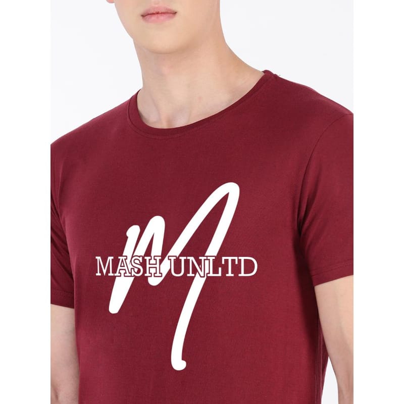 MASH UNLIMITED Mens Cotton Round Neck Short Sleeve Printed Tshirt