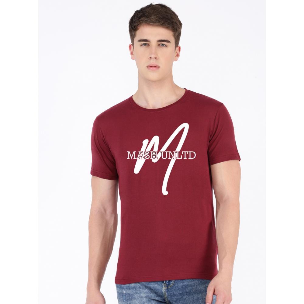 MASH UNLIMITED Mens Cotton Round Neck Short Sleeve Printed Tshirt