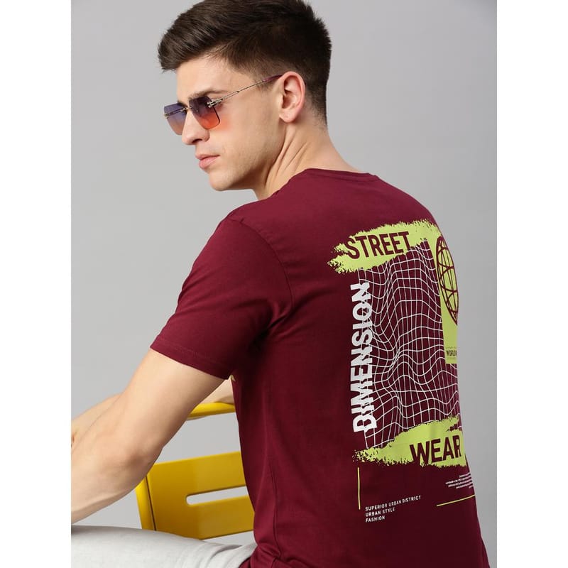 BLACK RADIO Mens Round neck Short Sleeve Graphic Printed Maroon T-Shirt