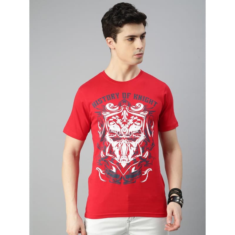 BLACK RADIO Mens Round neck Short Sleeve Graphic Printed Red T-Shirt