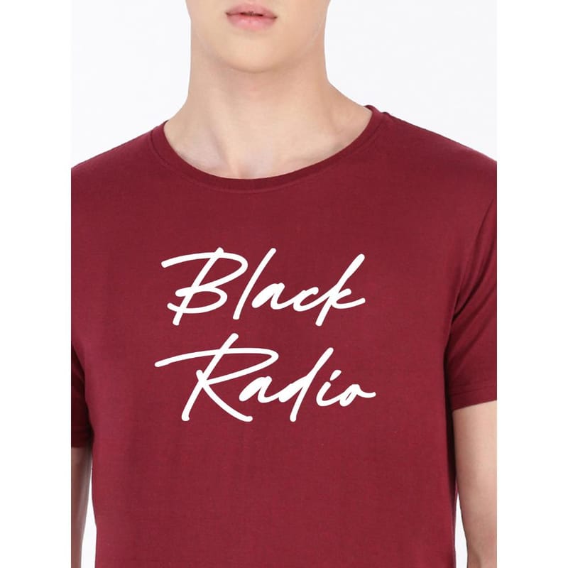 BLACK RADIO Mens Round Neck Short Sleeve Printed T-Shirt