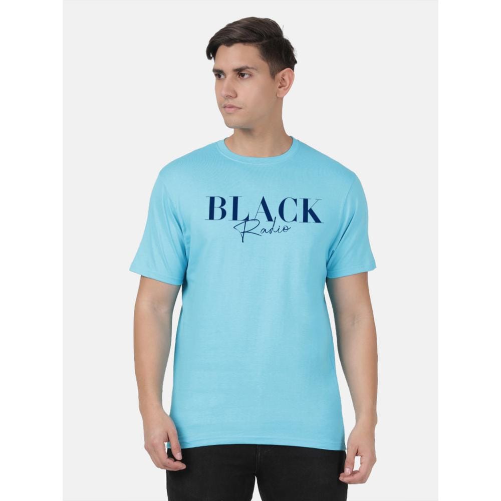 BLACK RADIO Mens Round Neck Short Sleeve Printed T-Shirt