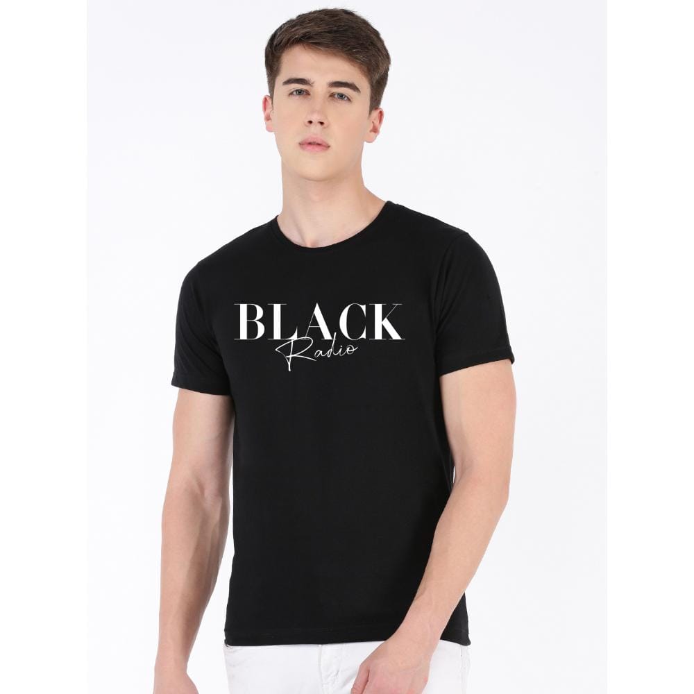 BLACK RADIO Mens Round Neck Short Sleeve Printed T-Shirt