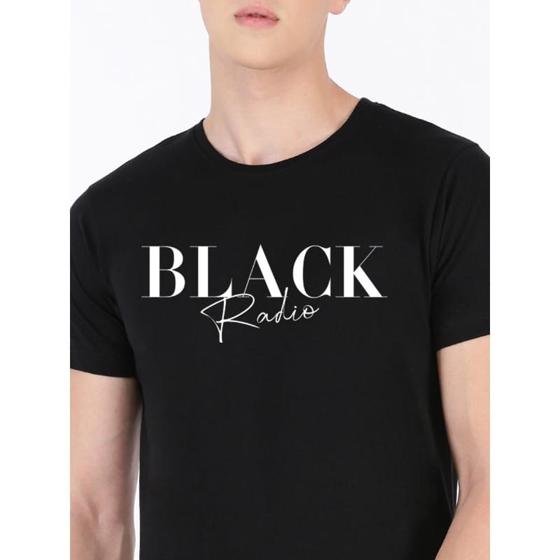 BLACK RADIO Mens Round Neck Short Sleeve Printed T-Shirt