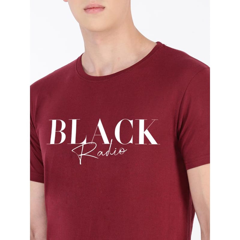 BLACK RADIO Mens Round Neck Short Sleeve Printed T-Shirt