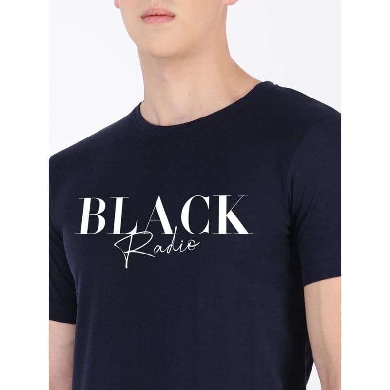 BLACK RADIO Mens Round Neck Short Sleeve Printed T-Shirt