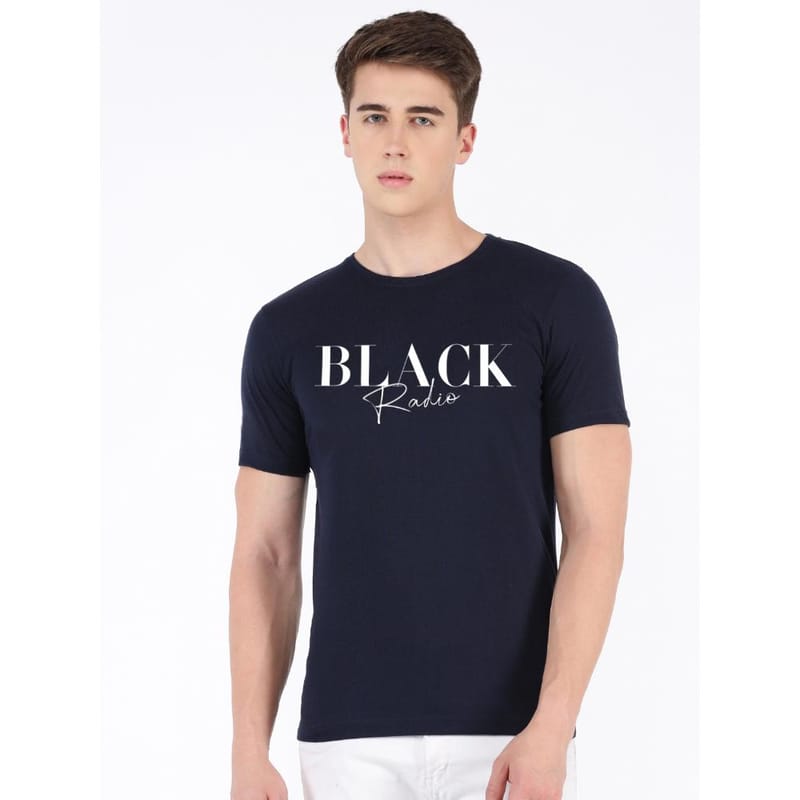 BLACK RADIO Mens Round Neck Short Sleeve Printed T-Shirt