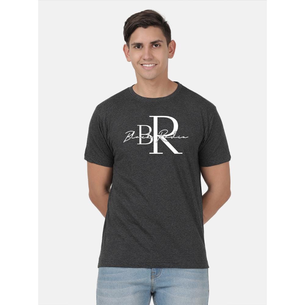 BLACK RADIO Mens Round Neck Short Sleeve Printed T-Shirt