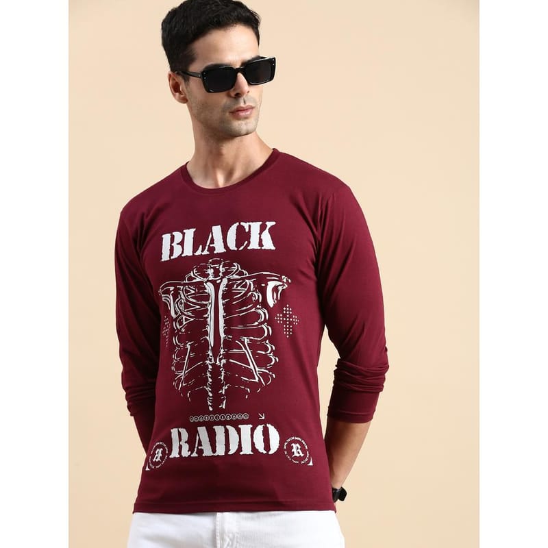 BLACK RADIO Mens Round Neck Long Sleeve T-Shirt