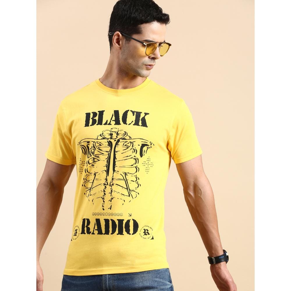 BLACK RADIO Mens Round Neck Short Sleeve T-Shirt