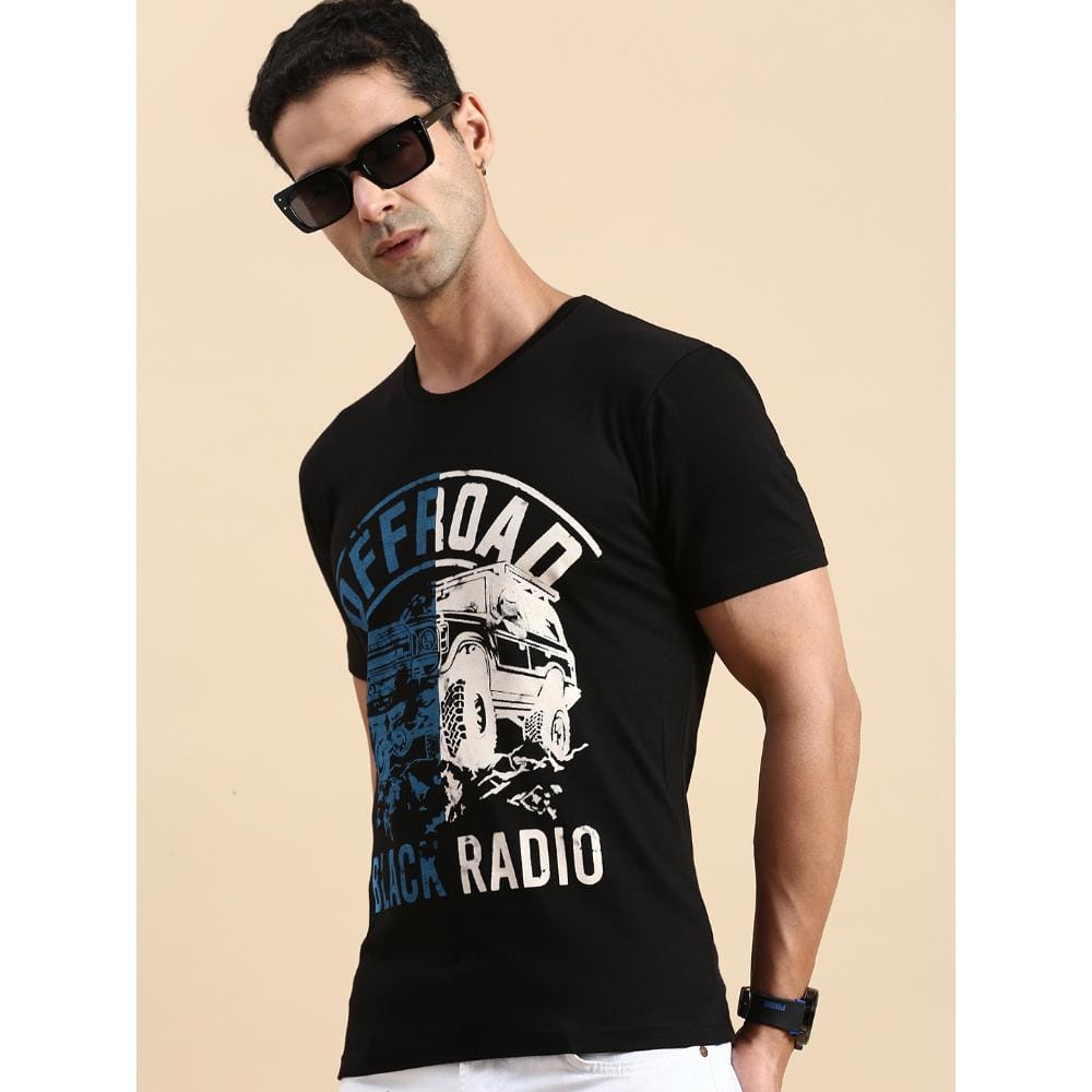 BLACK RADIO Mens Round Neck Short Sleeve T-Shirt