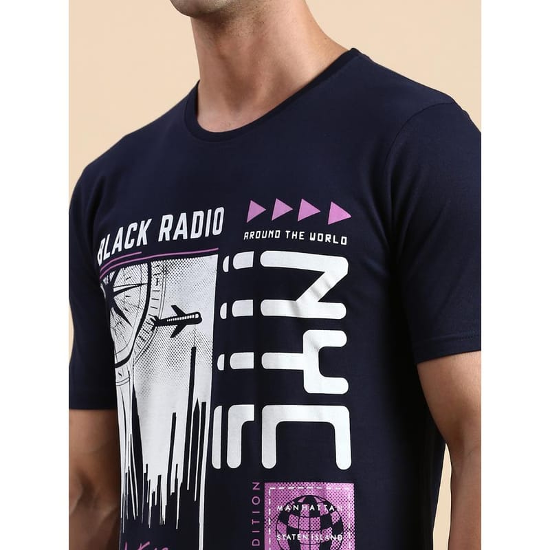 BLACK RADIO Mens Round Neck Short Sleeve T-Shirt