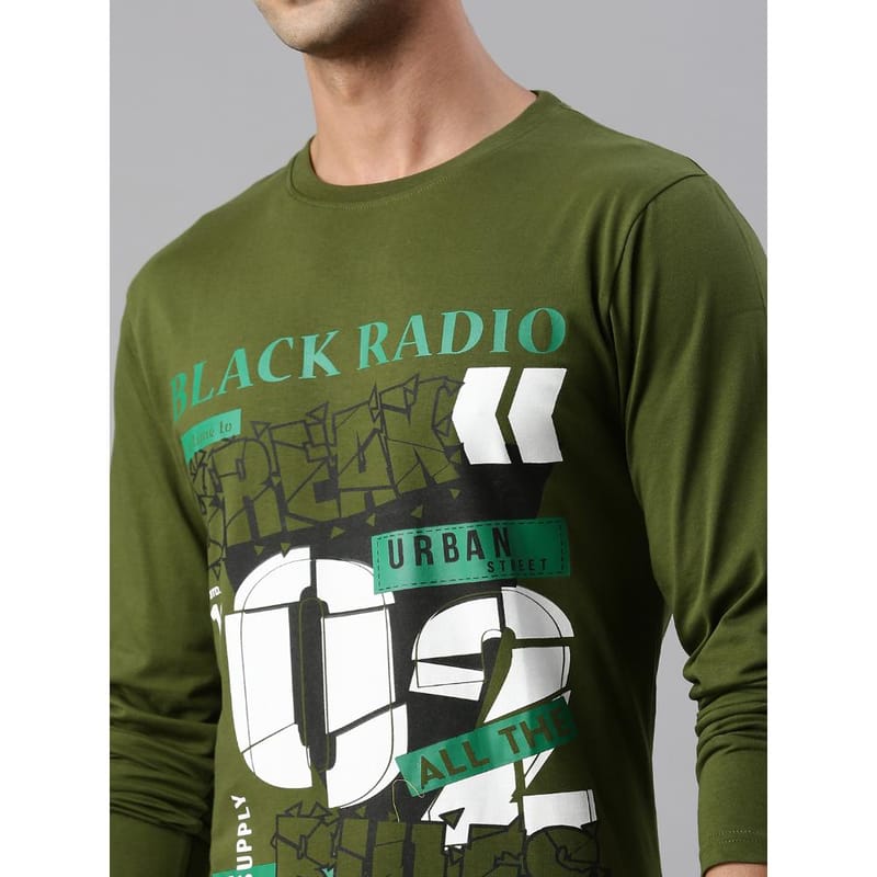 BLACK RADIO Mens Round Neck Long Sleeve T-Shirt