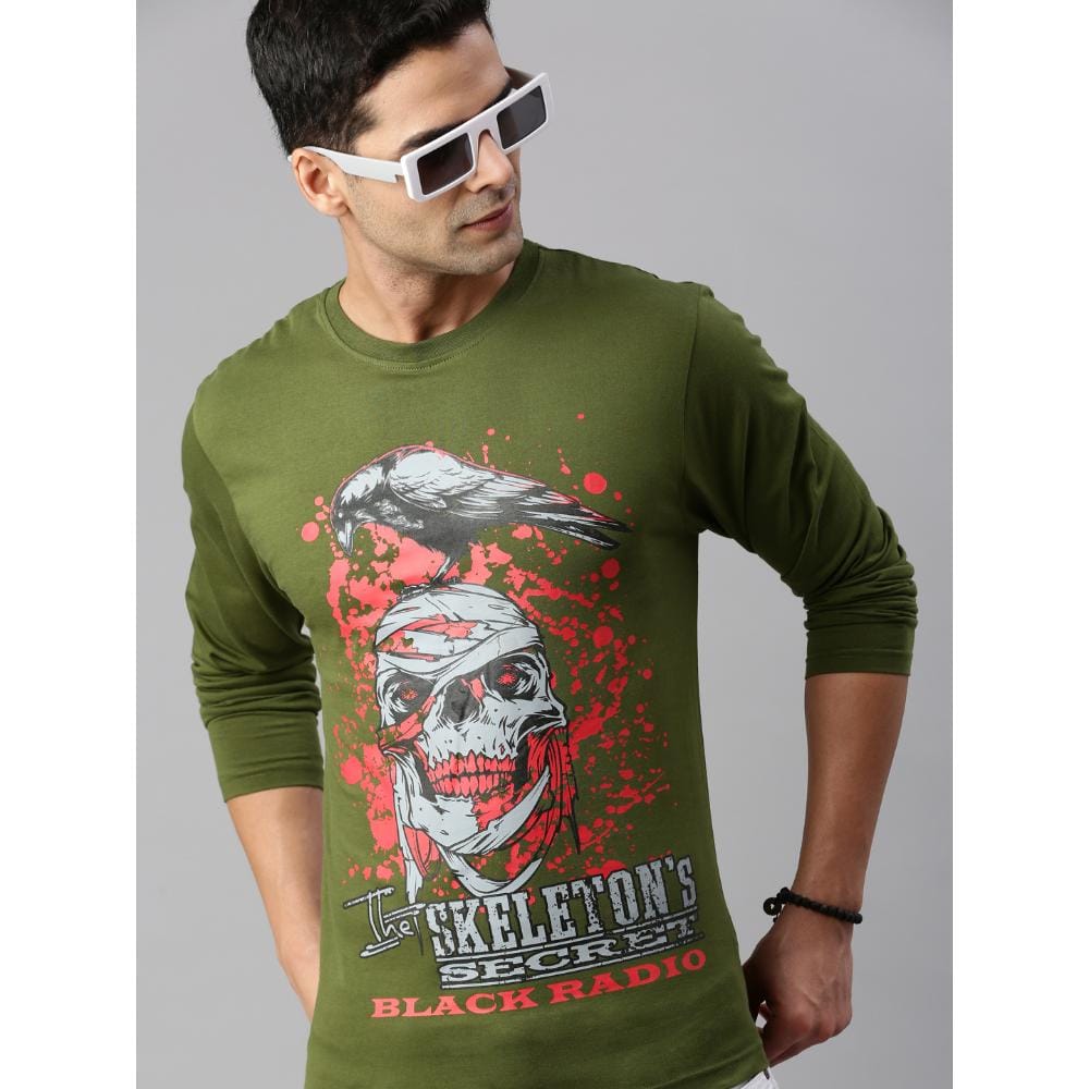 BLACK RADIO Mens Round Neck Long Sleeve T-Shirt