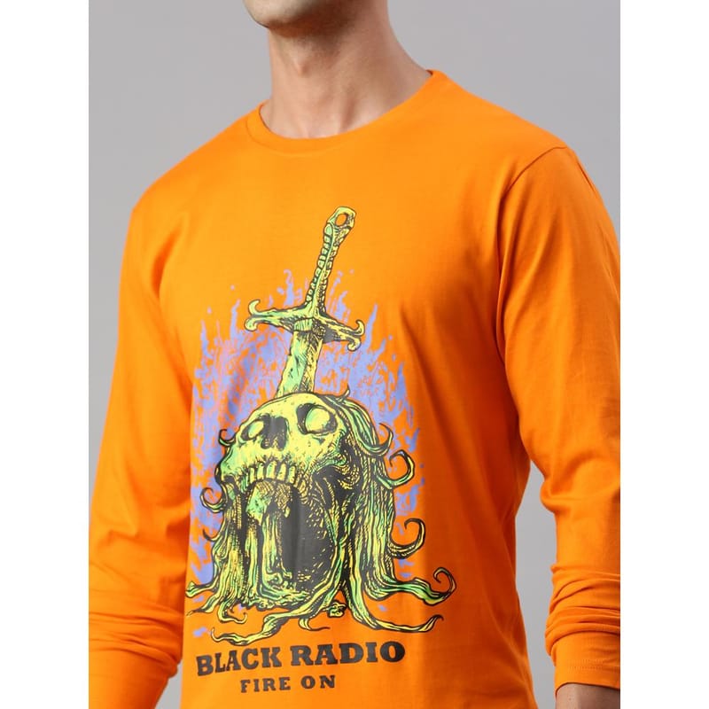 BLACK RADIO Mens Round Neck Long Sleeve T-Shirt