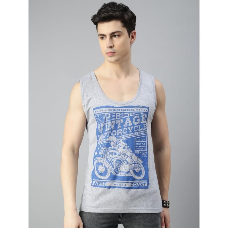 BLACK RADIO Mens Scoop Neck Sleeveless Graphic Printed Turquoise T-Shirt