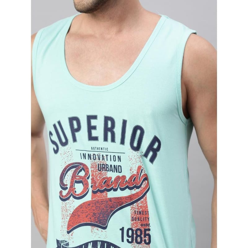 BLACK RADIO Mens Scoop Neck Sleeveless Graphic Printed Aqua T-Shirt